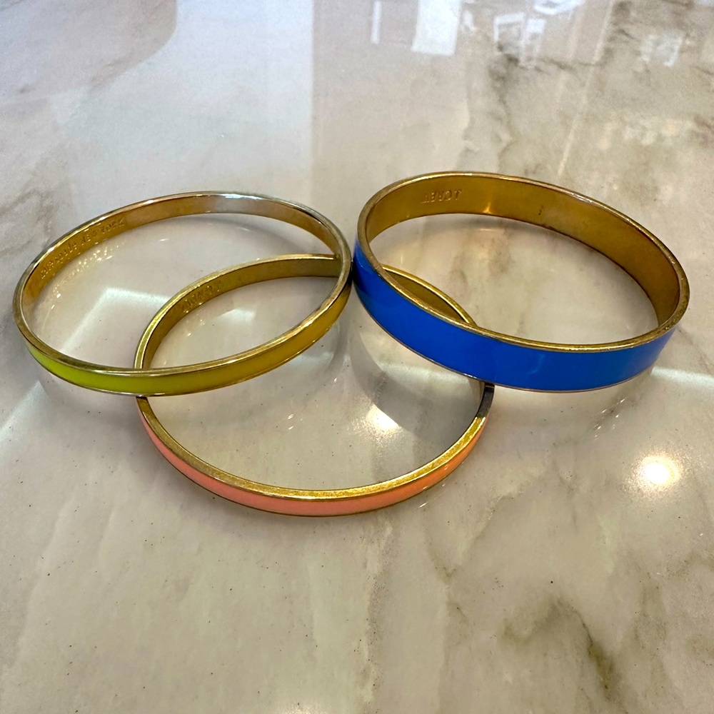 J Crew Yellow, Sapphire & Coral Bangle Bracelets